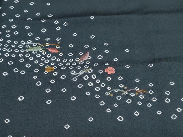 平和屋着物●訪問着　背抜き仕立て　絞り　刺繍　草花文　金糸　正絹　逸品　DABG2822ud