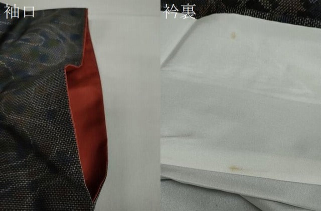 平和屋着物●本場大島紬　9マルキ　流水草花文　正絹　逸品　DABG2823ud