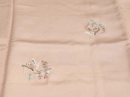 平和屋着物●訪問着　総刺繍　花蝶丸文　上代38万　反端付き　正絹　逸品　DABG2826ud