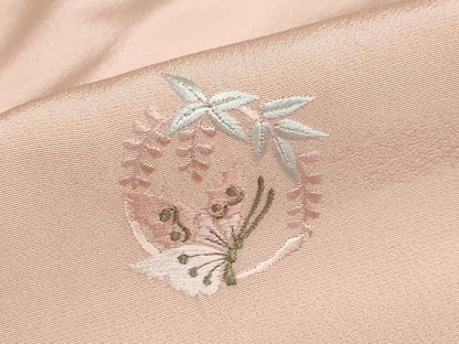 平和屋着物●訪問着　総刺繍　花蝶丸文　上代38万　反端付き　正絹　逸品　DABG2826ud