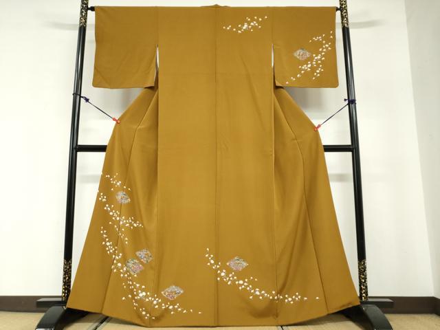 平和屋着物●訪問着　友禅　草花菱文　正絹　逸品　DABG2828ud