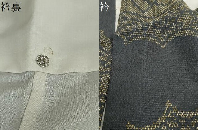 平和屋着物●本塩沢　雲取り亀甲花蝶文　正絹　逸品　DABG2829ud
