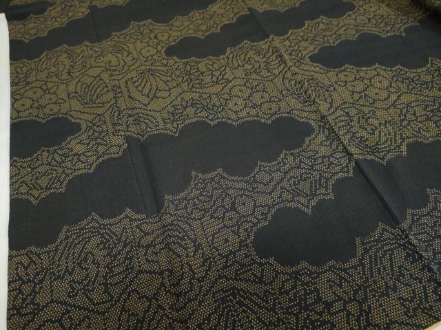 平和屋着物●本塩沢　雲取り亀甲花蝶文　正絹　逸品　DABG2829ud