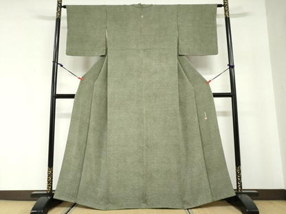 平和屋着物●清水峯州　江戸小紋　鮫小紋柄　鬼しぼ縮緬　正絹　逸品　DABG2831ud