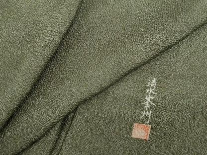 平和屋着物●清水峯州　江戸小紋　鮫小紋柄　鬼しぼ縮緬　正絹　逸品　DABG2831ud