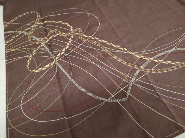 平和屋着物●訪問着　紬地　駒刺繍　結び紐文　金彩　正絹　逸品　未使用　DABG2835ud