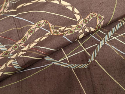 平和屋着物●訪問着　紬地　駒刺繍　結び紐文　金彩　正絹　逸品　未使用　DABG2835ud