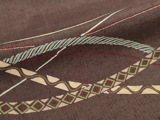 平和屋着物●訪問着　紬地　駒刺繍　結び紐文　金彩　正絹　逸品　未使用　DABG2835ud