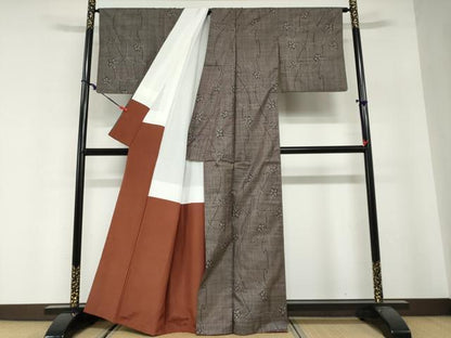 平和屋着物●本場大島紬　7マルキ　枝花文　正絹　逸品　DABG2836ud