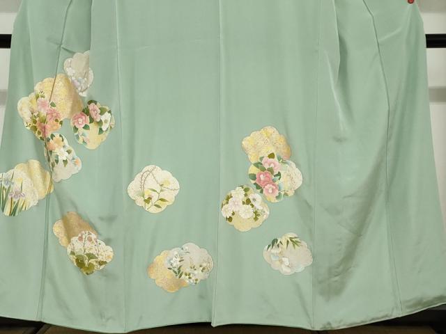 平和屋着物●訪問着　刺繍　雲取り草花文　金彩　正絹　逸品　DABG2838ud
