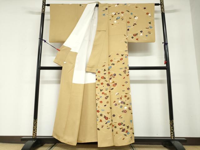 平和屋着物●訪問着　駒刺繍　草花文　鈴乃屋扱い　正絹　逸品　DABG2839ud