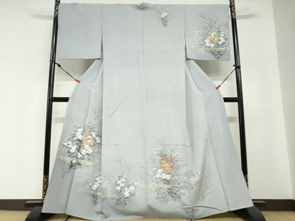 平和屋着物●訪問着　手描き　花籠文　金彩　正絹　逸品　DABG2843ud