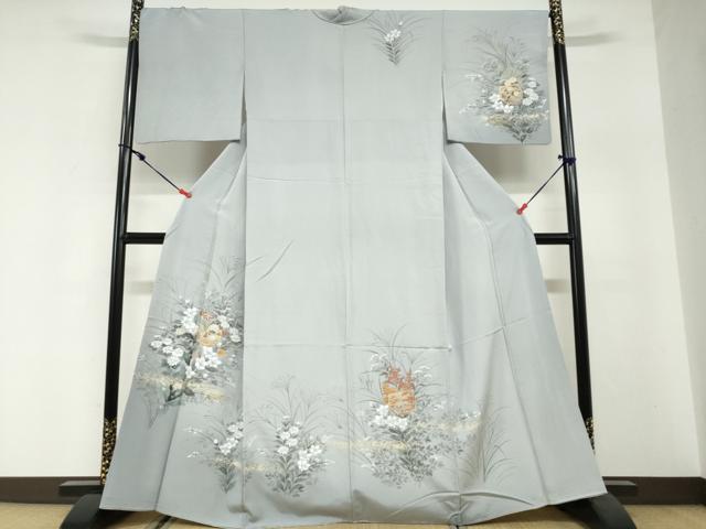 平和屋着物●訪問着　手描き　花籠文　金彩　正絹　逸品　DABG2843ud