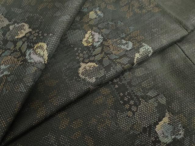 平和屋着物●本場大島紬　9マルキ　総絣　葡萄蔦の葉文　正絹　逸品　未使用　DABG2844ud