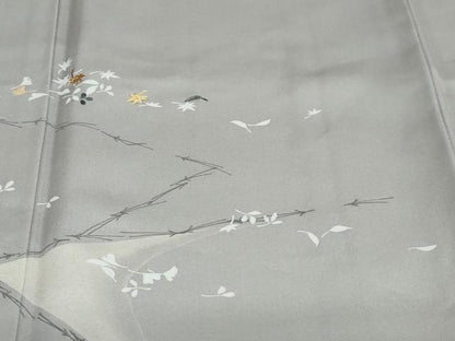 平和屋着物●訪問着　刺繍　舞葉文　金糸　正絹　逸品　未使用　DABG2846ud