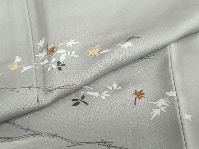 平和屋着物●訪問着　刺繍　舞葉文　金糸　正絹　逸品　未使用　DABG2846ud