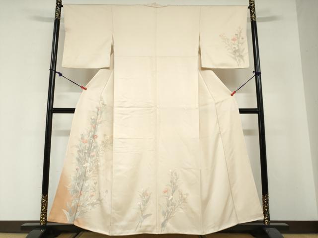平和屋着物●訪問着　刺繍　草花文　暈し染め　金彩　正絹　逸品　DABG2849ud