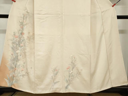 平和屋着物●訪問着　刺繍　草花文　暈し染め　金彩　正絹　逸品　DABG2849ud