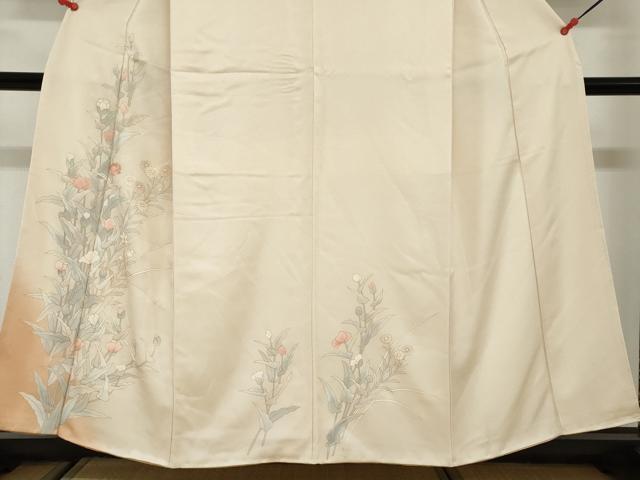 平和屋着物●訪問着　刺繍　草花文　暈し染め　金彩　正絹　逸品　DABG2849ud