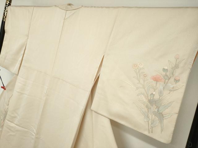 平和屋着物●訪問着　刺繍　草花文　暈し染め　金彩　正絹　逸品　DABG2849ud