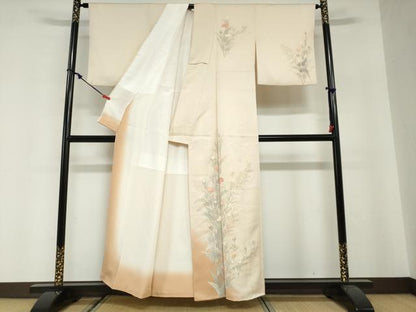 平和屋着物●訪問着　刺繍　草花文　暈し染め　金彩　正絹　逸品　DABG2849ud