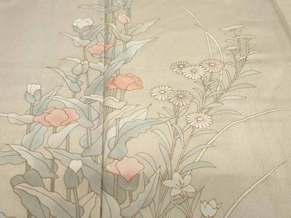 平和屋着物●訪問着　刺繍　草花文　暈し染め　金彩　正絹　逸品　DABG2849ud