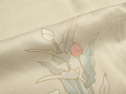 平和屋着物●訪問着　刺繍　草花文　暈し染め　金彩　正絹　逸品　DABG2849ud