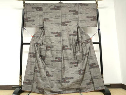 平和屋着物●本場大島紬　9マルキ　エ霞草花文　正絹　逸品　DABG2851ud