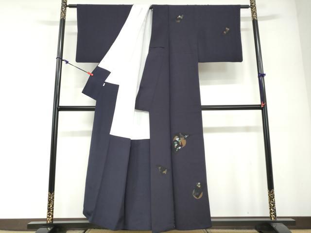 平和屋着物●訪問着　竹屋町刺繍　葡萄蔦の葉文　金糸　小田急百貨店扱い　正絹　逸品　DABG2854ud