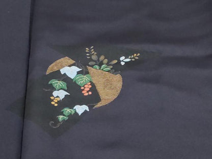 平和屋着物●訪問着　竹屋町刺繍　葡萄蔦の葉文　金糸　小田急百貨店扱い　正絹　逸品　DABG2854ud
