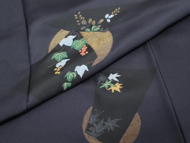 平和屋着物●訪問着　竹屋町刺繍　葡萄蔦の葉文　金糸　小田急百貨店扱い　正絹　逸品　DABG2854ud