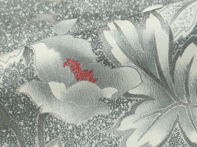 平和屋着物●訪問着　草花文　たたき染め　銀彩　正絹　逸品　DABG2855ud