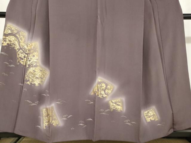 平和屋着物●訪問着　駒刺繍　色紙重ね草花文　暈し染め　金彩　正絹　逸品　DABG2857ud