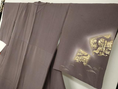 平和屋着物●訪問着　駒刺繍　色紙重ね草花文　暈し染め　金彩　正絹　逸品　DABG2857ud