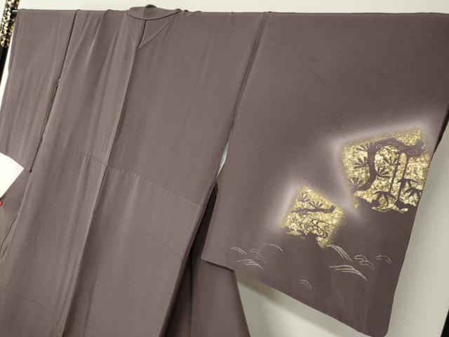 平和屋着物●訪問着　駒刺繍　色紙重ね草花文　暈し染め　金彩　正絹　逸品　DABG2857ud