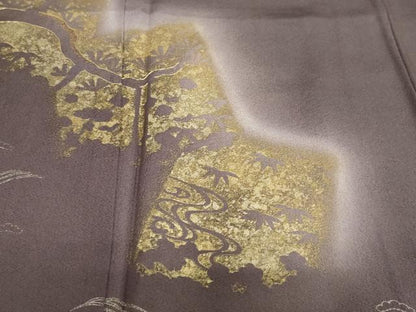 平和屋着物●訪問着　駒刺繍　色紙重ね草花文　暈し染め　金彩　正絹　逸品　DABG2857ud