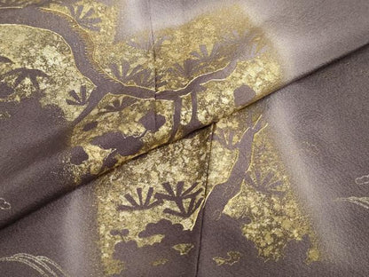 平和屋着物●訪問着　駒刺繍　色紙重ね草花文　暈し染め　金彩　正絹　逸品　DABG2857ud