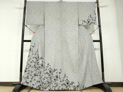 平和屋着物●訪問着　草花文　たたき染め　金彩　正絹　逸品　DABG2859ud