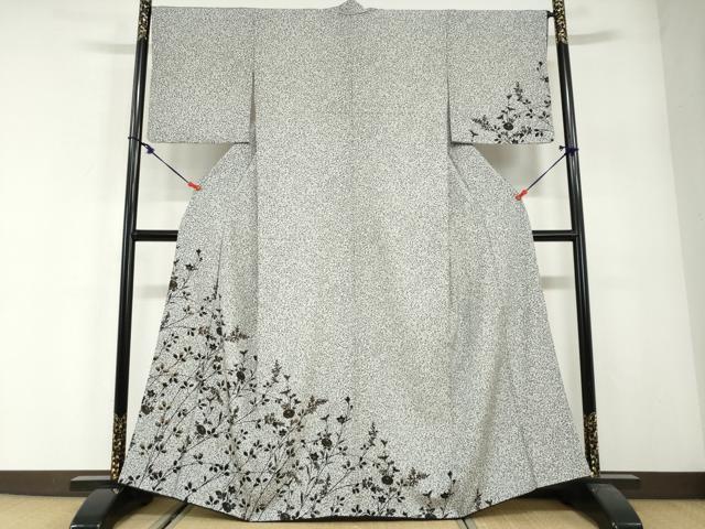 平和屋着物●訪問着　草花文　たたき染め　金彩　正絹　逸品　DABG2859ud