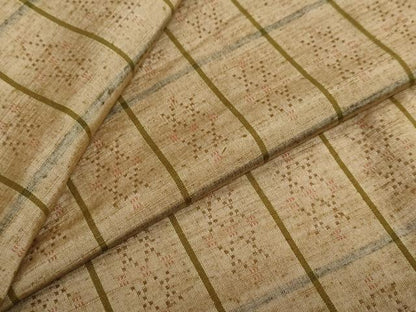 平和屋着物●上質な紬　花織　変わり格子文　やまと誂製　正絹　逸品　未使用　DABG2862ud