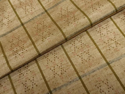 平和屋着物●上質な紬　花織　変わり格子文　やまと誂製　正絹　逸品　未使用　DABG2862ud