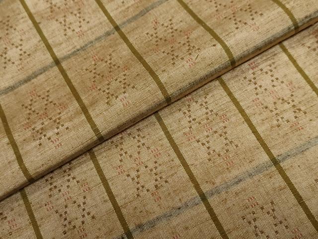 平和屋着物●上質な紬　花織　変わり格子文　やまと誂製　正絹　逸品　未使用　DABG2862ud