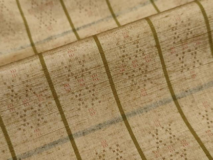 平和屋着物●上質な紬　花織　変わり格子文　やまと誂製　正絹　逸品　未使用　DABG2862ud
