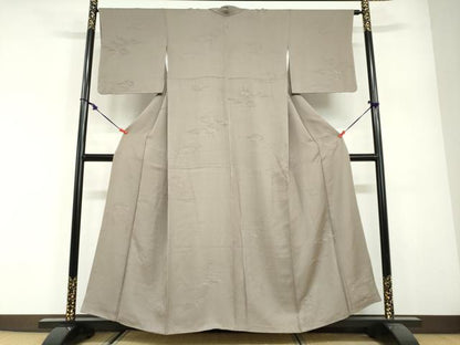 平和屋着物●上質な色無地　色紙重ね風景地紋　鳩羽鼠色　正絹　逸品　DABG2867ud