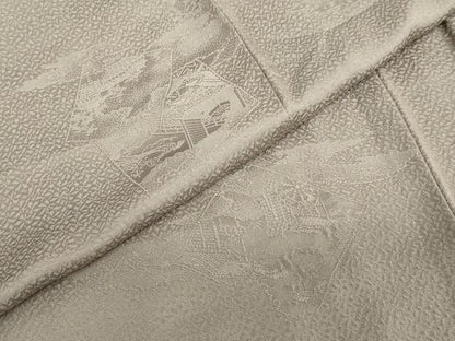 平和屋着物●上質な色無地　色紙重ね風景地紋　鳩羽鼠色　正絹　逸品　DABG2867ud