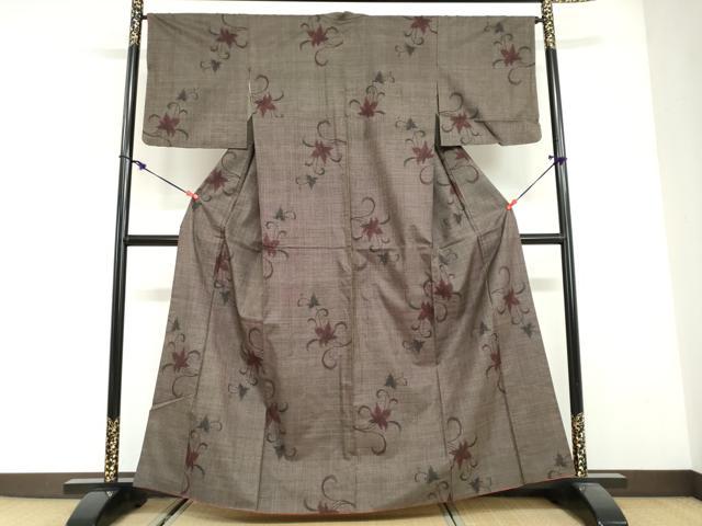 平和屋着物●本場大島紬　7マルキ　花唐草文　正絹　逸品　DABG2875ud