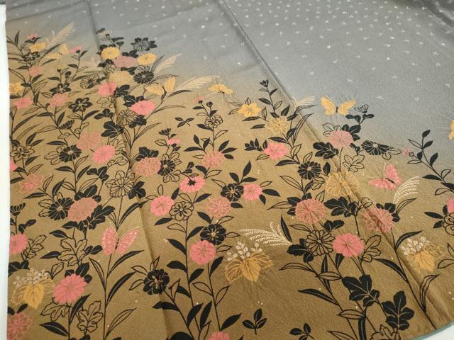 平和屋着物●訪問着　絞り　花蝶文　暈し染め　金彩　正絹　逸品　DABG2880ud