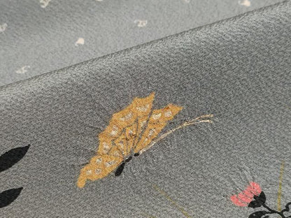 平和屋着物●訪問着　絞り　花蝶文　暈し染め　金彩　正絹　逸品　DABG2880ud