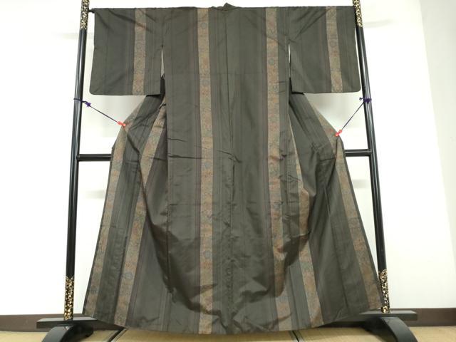 平和屋着物●本場染大島紬　作家物　抽象間道　正絹　逸品　DABG2884ud
