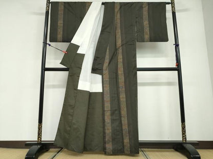 平和屋着物●本場染大島紬　作家物　抽象間道　正絹　逸品　DABG2884ud